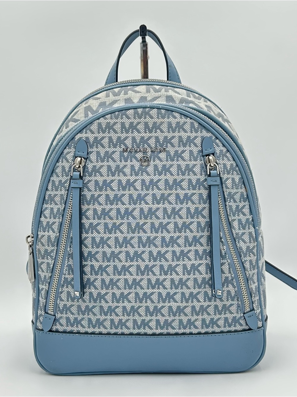 Michael Kors Light Blue Brooklyn Monogram Backpack